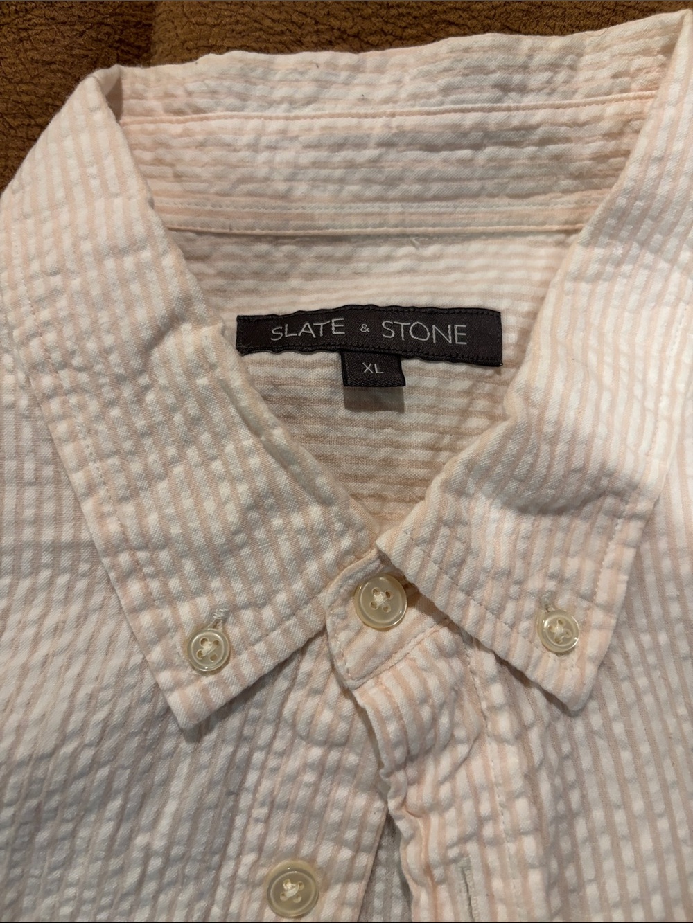 Slate & Stone Men’s Pale Pink Striped Button-Down Shirt